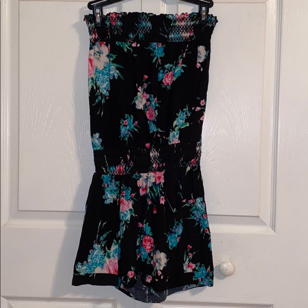 cute strapless floral romper